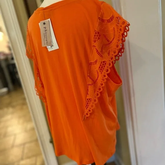 NWT Philosophy Woman Sleeveless Lace Sleeve Women's Top - Picture 7 of 9